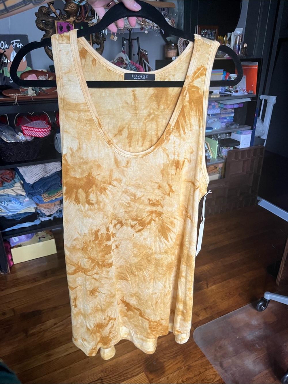 NWT LUVAGE Yellow Tie Dye Tank Tunic SUPER SOFT! 💛